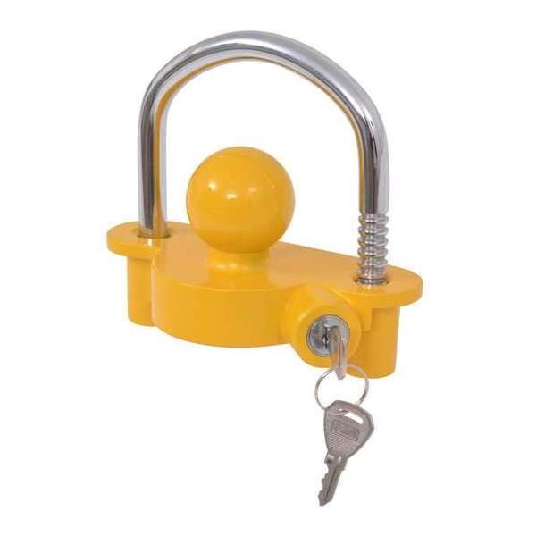 Aanhangwagenslot - Staal en Aluminiumlegering - Geel - met 2 sleutels Aanhangwagenslot - Staal en Aluminiumlegering - Geel - met 2 sleutels