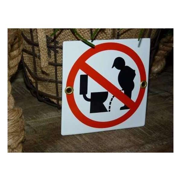 Emaille verbodsbod pictogram 'verboden naast de pot te plassen' Emaille verbodsbod pictogram 'verboden naast de pot te plassen'