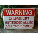 Emaille bord 'Warning children left'