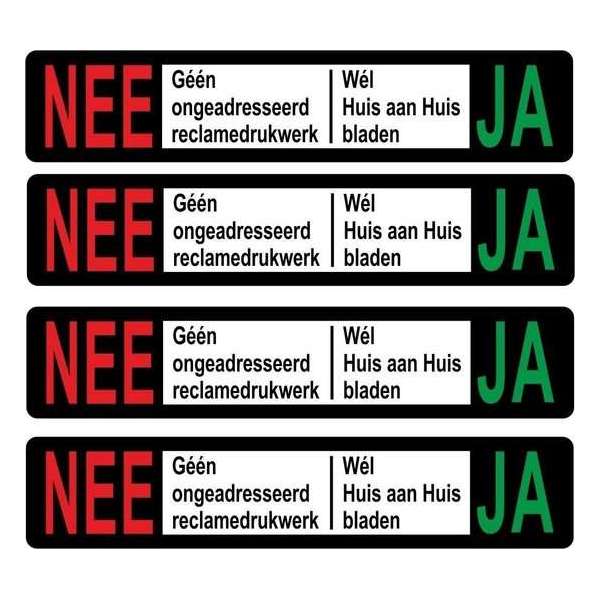 Nee - Ja voor BBK postkasten - 93x19mm Nee - Ja voor BBK postkasten - 93x19mm