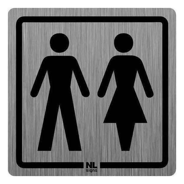 WC bord RVS man-vrouw 10x10 cm zelfklevend WC bord RVS man-vrouw 10x10 cm zelfklevend