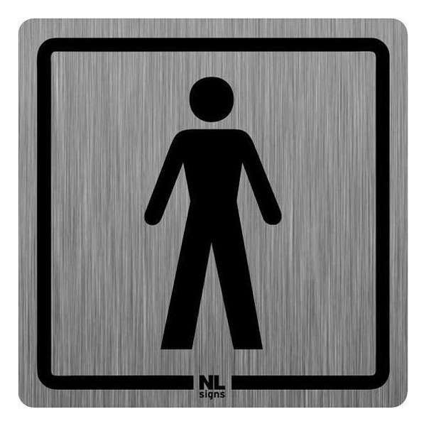 WC bord RVS man 10x10 cm zelfklevend WC bord RVS man 10x10 cm zelfklevend