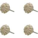 Clayre & Eef Deurknop Set van 4 Ø 4*3 cm Groen Keramiek Rond Bloem Meubelknop