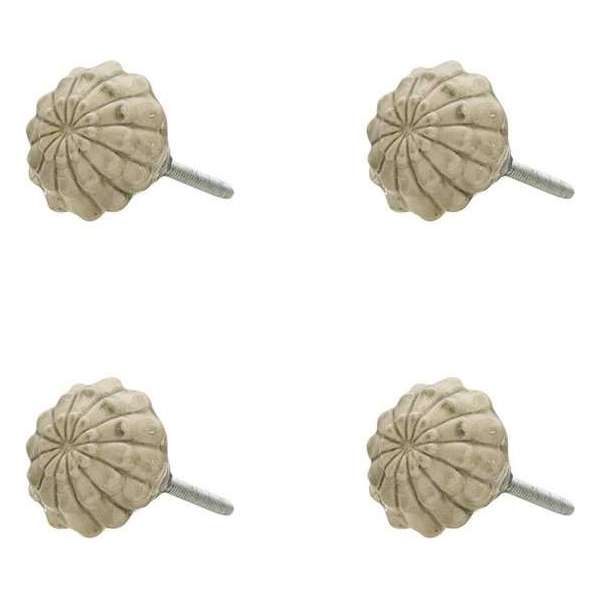 Clayre & Eef Deurknop Set van 4 Ø 4*3 cm Groen Keramiek Rond Bloem Meubelknop Clayre & Eef Deurknop Set van 4 Ø 4*3 cm Groen Keramiek Rond Bloem Meubelknop