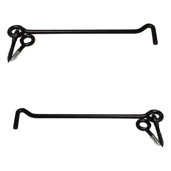 2x stuks windhaak / windhaken - zwart - staal geepoxeerd - 200 mm - stormhaken / deurhaken / raamhaken 2x stuks windhaak / windhaken - zwart - staal geepoxeerd - 200 mm - stormhaken / deurhaken / raamhaken