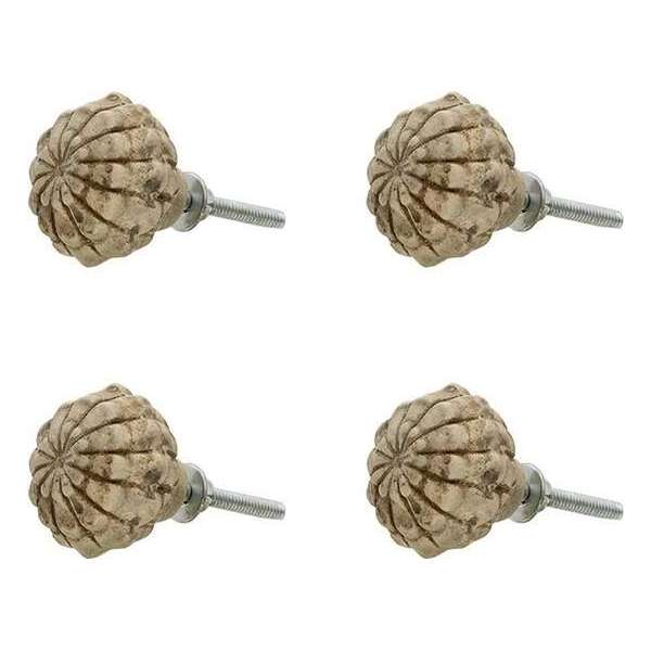 Clayre & Eef Deurknop Set van 4 Ø 4*4 cm Grijs Keramiek Rond Bloem Meubelknop Clayre & Eef Deurknop Set van 4 Ø 4*4 cm Grijs Keramiek Rond Bloem Meubelknop