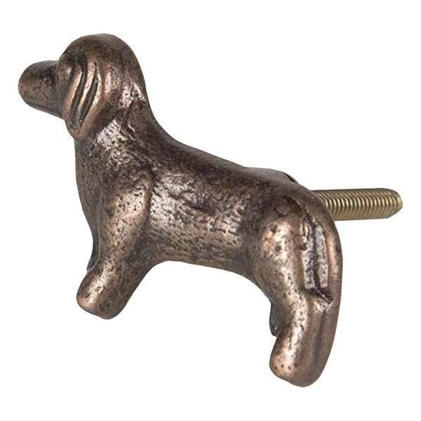 Clayre & Eef Deurknop Hond 5*5 cm Bruin Ijzer Meubelknop Clayre & Eef Deurknop Hond 5*5 cm Bruin Ijzer Meubelknop