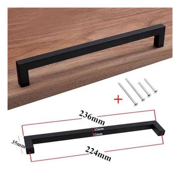 DW4Trading® Handgreep meubel deur RVS met schroeven zwart 236 mm DW4Trading® Handgreep meubel deur RVS met schroeven zwart 236 mm