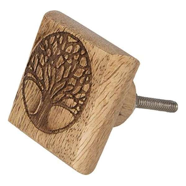 Clayre & Eef Deurknop 4*4 cm Bruin Hout Vierkant Boom Meubelknop Clayre & Eef Deurknop 4*4 cm Bruin Hout Vierkant Boom Meubelknop