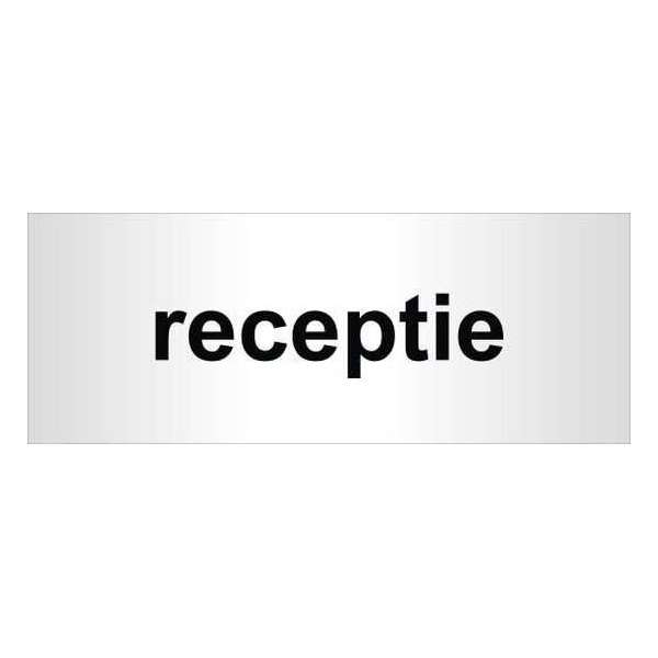 Aluminium deurbordje bedrukt met tekst receptie - 130 mm x 50 mm x 0,5 mm - Deur tekstbordje receptie - Promessa-Design. Aluminium deurbordje bedrukt met tekst receptie - 130 mm x 50 mm x 0,5 mm - Deur tekstbordje receptie - Promessa-Design.