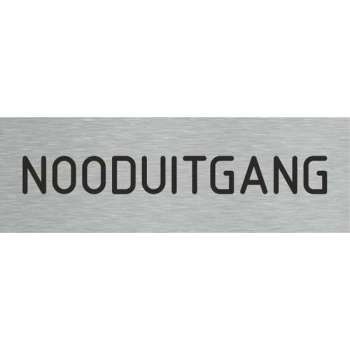 Deurbordje - nooduitgang bord - bordje - nooduitgang - rechthoekig met RVS look
