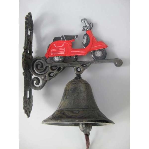 Maddeco - Gietijzeren - deurbel - vespa - scooter - rood - gietijzer - bel Maddeco - Gietijzeren - deurbel - vespa - scooter - rood - gietijzer - bel