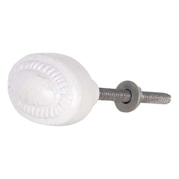 Clayre & Eef Deurknop 4*3*2 cm Wit Ijzer Ovaal Meubelknop Clayre & Eef Deurknop 4*3*2 cm Wit Ijzer Ovaal Meubelknop