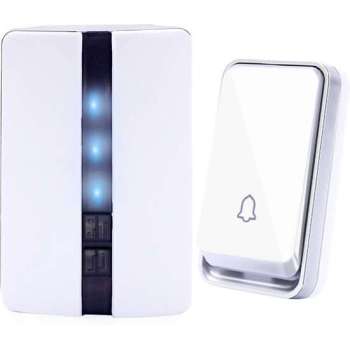 A&K Draadloze Deurbel - Plug&Play - 4 Regelbaar Volumes – 51 Melodieën – Deurbellen - Deurbelset – IP44 Waterdicht – Wit