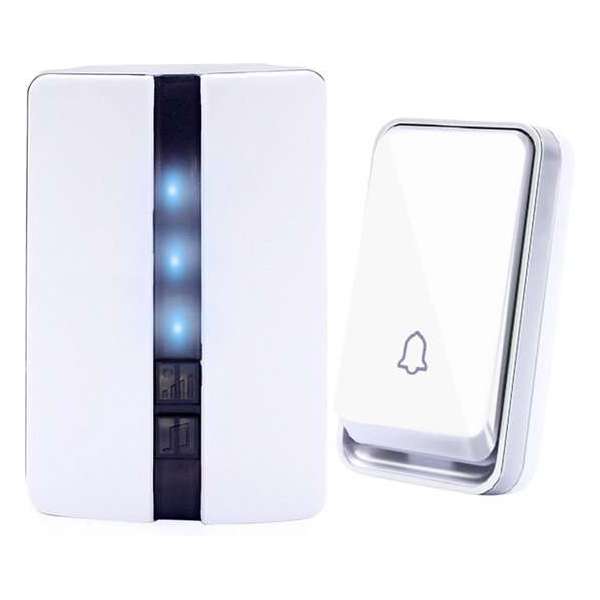 A&K Draadloze Deurbel - Plug&Play - 4 Regelbaar Volumes – 51 Melodieën – Deurbellen - Deurbelset – IP44 Waterdicht – Wit A&K Draadloze Deurbel - Plug&Play - 4 Regelbaar Volumes – 51 Melodieën – Deurbellen - Deurbelset – IP44 Waterdicht – Wit