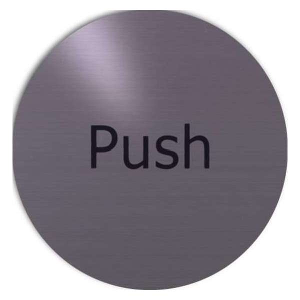 RVS deurbordje Engelse tekst duwen: Push | 5 jaar garantie | ROND 82mm Ø | Zelfklevend | Plakstrip RVS deurbordje Engelse tekst duwen: Push | 5 jaar garantie | ROND 82mm Ø | Zelfklevend | Plakstrip