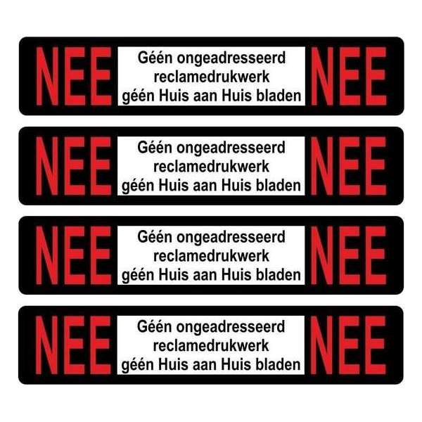 Nee - Nee voor BBK postkasten - 93x19mm Nee - Nee voor BBK postkasten - 93x19mm