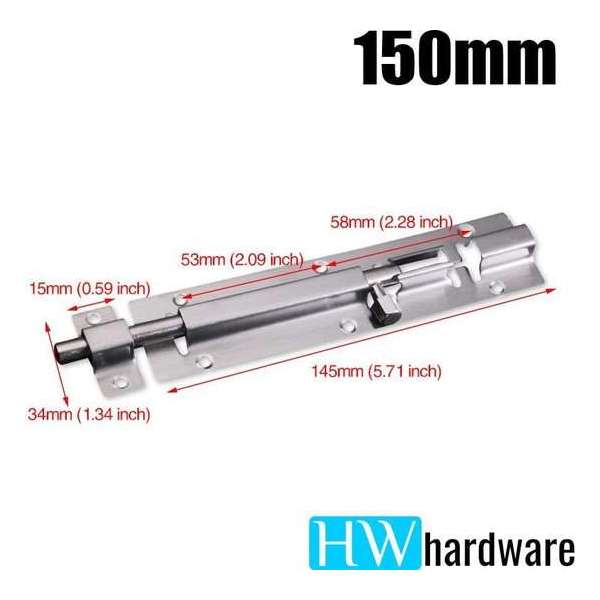 Schuifgrendel - RVS - 150mm Schuifgrendel - RVS - 150mm