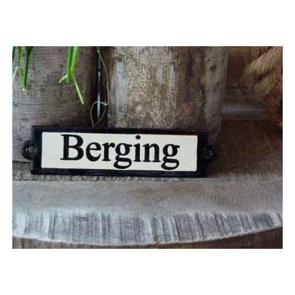 Emaille deurbordje recht 'Berging' Emaille deurbordje recht 'Berging'
