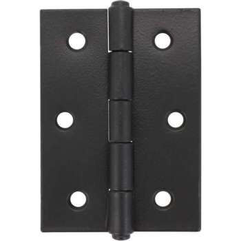 Starx scharnier smal model, met vaste pen, messing 60 x 46 mm zwart