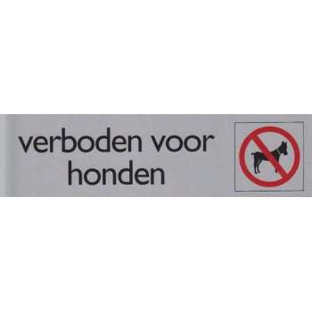 Deurbordje pictogram verboden voor honden 165x44mm