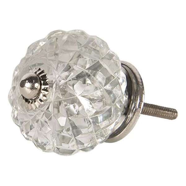 Clayre & Eef Deurknop 4*4 cm Transparant Glas Rond Meubelknop Clayre & Eef Deurknop 4*4 cm Transparant Glas Rond Meubelknop