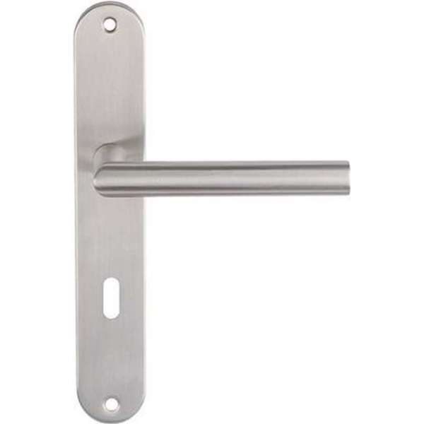 Slotman Solutions Deurkruk - RVS - Ovaal verdekt schild - 240 x 40 mm - Hartafstand 72 mm Slotman Solutions Deurkruk - RVS - Ovaal verdekt schild - 240 x 40 mm - Hartafstand 72 mm
