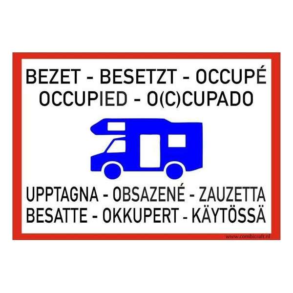 Bordje - Camper bezet - Bezette kampeerplaats Bordje - Camper bezet - Bezette kampeerplaats