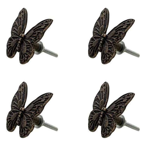 Clayre & Eef Deurknop Set van 4 Vlinder 5*3*5 cm Zwart Ijzer Meubelknop Clayre & Eef Deurknop Set van 4 Vlinder 5*3*5 cm Zwart Ijzer Meubelknop