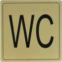 WC toilet – zelfklevend Deurbordje Sticker - Gouden Aluminium – 14 x14cm