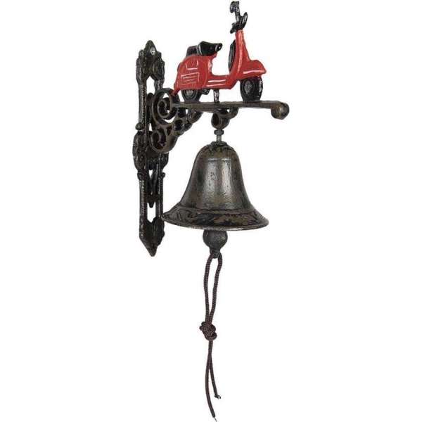 Clayre & Eef Ouderwetse Deurbel Gietijzer Scooter 18*11*22 cm Bruin Ijzer Tuinbel Buitenbel Bel met Klepel Clayre & Eef Ouderwetse Deurbel Gietijzer Scooter 18*11*22 cm Bruin Ijzer Tuinbel Buitenbel Bel met Klepel