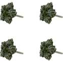 Clayre & Eef Deurknop Set van 4 5*5*3 cm Groen Keramiek Blaadjes Meubelknop