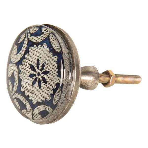 Clayre & Eef Deurknop Ø 5*8 cm Blauw Ijzer Rond Meubelknop Clayre & Eef Deurknop Ø 5*8 cm Blauw Ijzer Rond Meubelknop