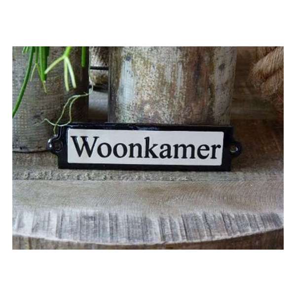 Emaille deurbordje recht 'Woonkamer' Emaille deurbordje recht 'Woonkamer'