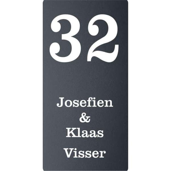 Naambordje voordeur RVS antraciet gecoat 12x24cm Naambordje voordeur RVS antraciet gecoat 12x24cm