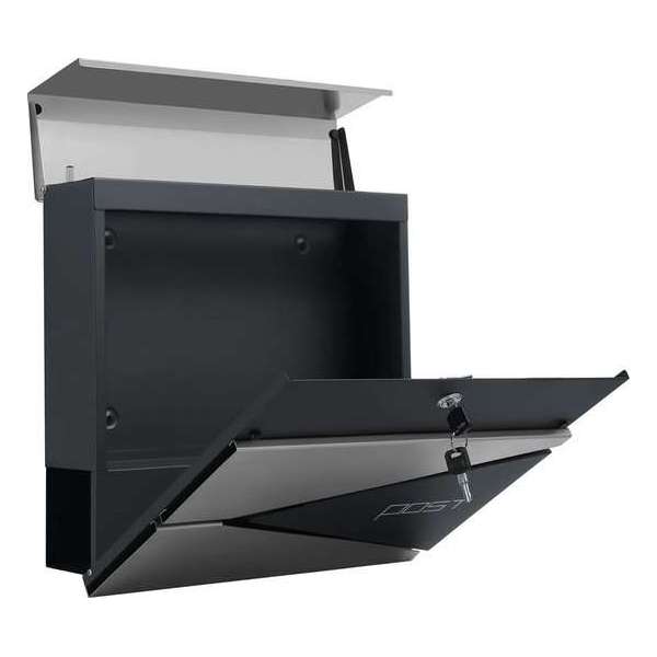 SONGMICS brievenbus, afsluitbare wandbrievenbus, met krantenvak, eenvoudige installatie, modern, antraciet zilver GMB51AS SONGMICS brievenbus, afsluitbare wandbrievenbus, met krantenvak, eenvoudige installatie, modern, antraciet zilver GMB51AS