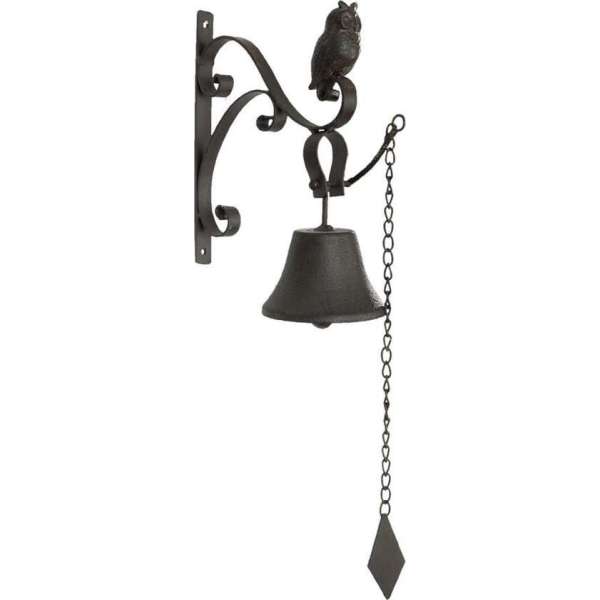 Clayre & Eef Ouderwetse Deurbel Gietijzer Uil 22*10*50 cm Bruin Ijzer Rond Tuinbel Buitenbel Bel met Klepel Clayre & Eef Ouderwetse Deurbel Gietijzer Uil 22*10*50 cm Bruin Ijzer Rond Tuinbel Buitenbel Bel met Klepel