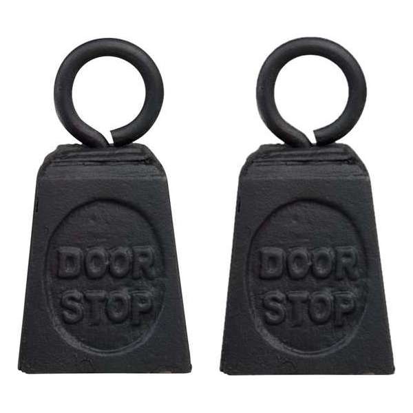 2x stuks deurstoppers gewicht gietijzer zwart 13 cm - Deurstop/deurvastzetter 2x stuks deurstoppers gewicht gietijzer zwart 13 cm - Deurstop/deurvastzetter