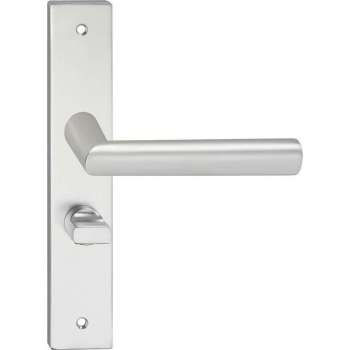 Impresso London Deurklink – Deurbeslag – Vierkant – Deurschild met Schroeven en Toiletsluiting – Zilver