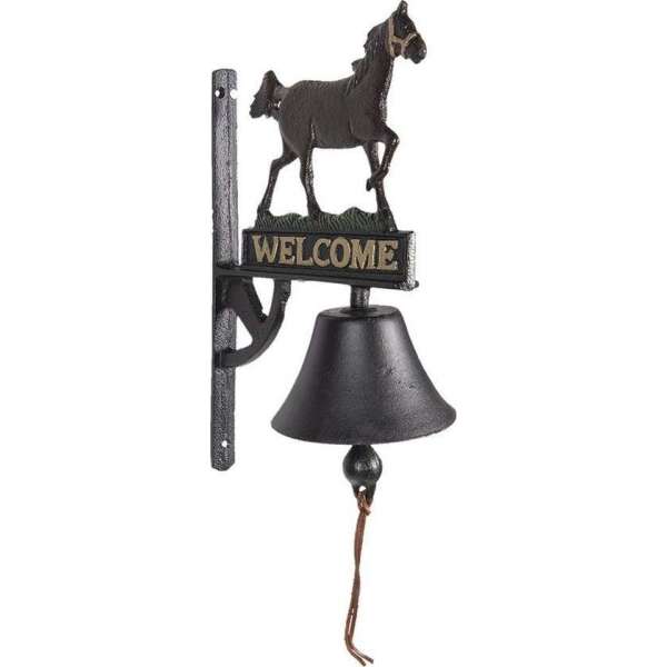 Clayre & Eef Ouderwetse Deurbel Gietijzer Paard 21*13*35 cm Bruin Ijzer Welcome Tuinbel Buitenbel Bel met Klepel Clayre & Eef Ouderwetse Deurbel Gietijzer Paard 21*13*35 cm Bruin Ijzer Welcome Tuinbel Buitenbel Bel met Klepel