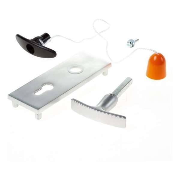 Assa abloy Nemef langschild garnituur 3023 tbv garagedeurslot aluminium F1 Assa abloy Nemef langschild garnituur 3023 tbv garagedeurslot aluminium F1