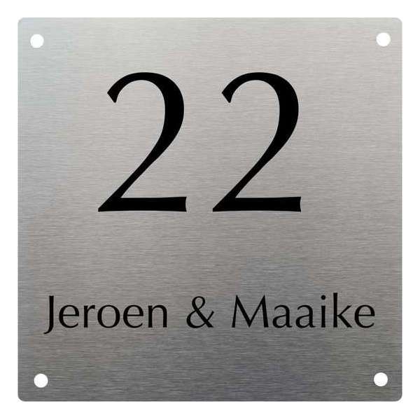 RVS naambordje voordeur | RVS naamplaatje 15x15cm RVS naambordje voordeur | RVS naamplaatje 15x15cm