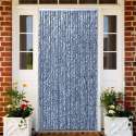 vidaXL Vliegengordijn 100x220 cm chenille blauw. wit en zilver