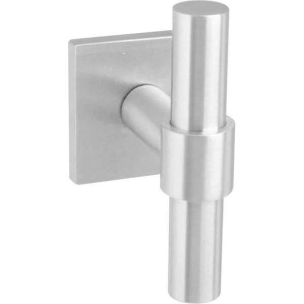 Intersteel Voordeurknop T-recht op vierkante achterplaat rvs geborsteld Intersteel Voordeurknop T-recht op vierkante achterplaat rvs geborsteld