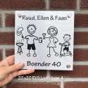 Naambordje Familie - RVS - 20 cm x 20 cm - keuze uit verschillende figuurtjes
