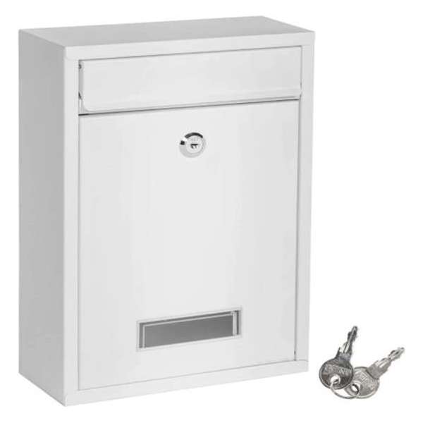 Granch® Wandbrievenbus - Stalen Mailbox - Buiten Brievenbus - Staande Brievenbus - Postbus - Kluisje - Huis & Kantoor- Wit - RVS Granch® Wandbrievenbus - Stalen Mailbox - Buiten Brievenbus - Staande Brievenbus - Postbus - Kluisje - Huis & Kantoor- Wit - RVS