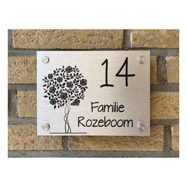 Naambordje voordeur rozenboom rvs look Naambordje voordeur rozenboom rvs look