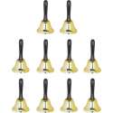 relaxdays Set 10x tafelbel - handbel - schoolbel - houten handvat