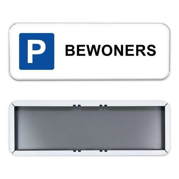 Parkeerbord Bewoners 60x20cm - Stevig aluminium bord met dubbel omgezette rand Parkeerbord Bewoners 60x20cm - Stevig aluminium bord met dubbel omgezette rand