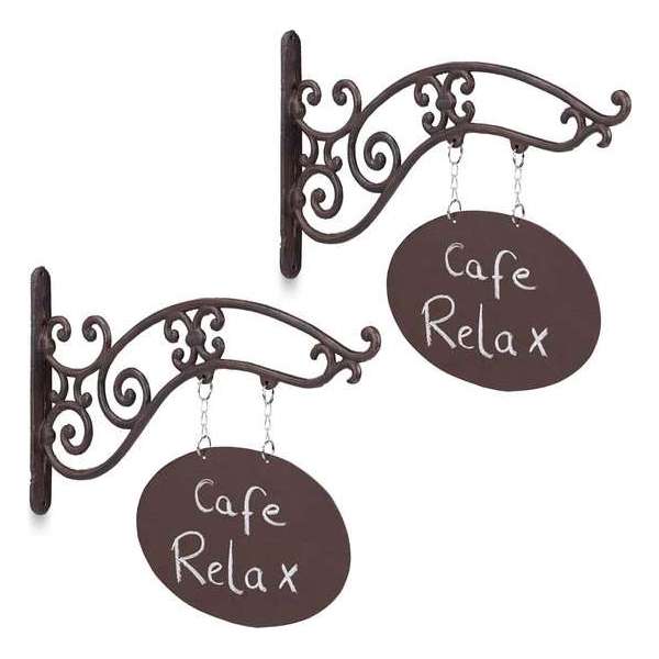 Relaxdays 2x uithangbord beschrijfbaar - hangbord gietijzer - uithangbordje - uithang bord Relaxdays 2x uithangbord beschrijfbaar - hangbord gietijzer - uithangbordje - uithang bord